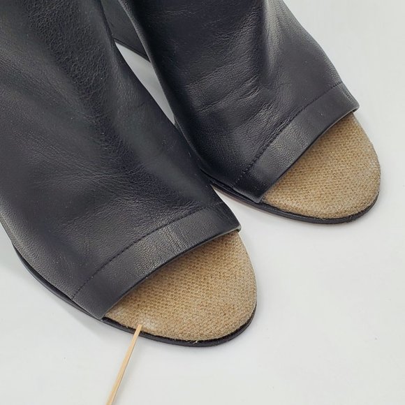 Vince Black Leather Sling Back Wedges - Picture 15 of 16